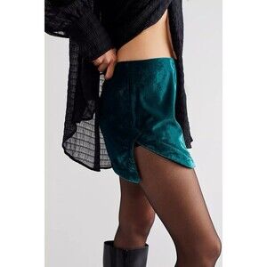 Elegant Teal Velvet Skirt